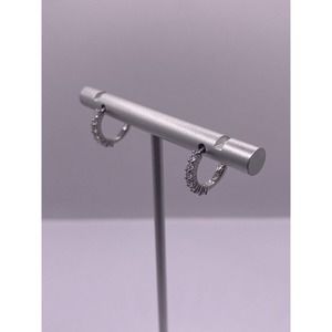 Cluster Hoop Sterling Silver Earrings Hoop Round CZ